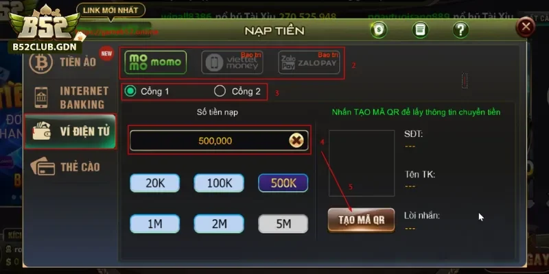 Nạp rút tiền nhanh – an toàn tại B52Club